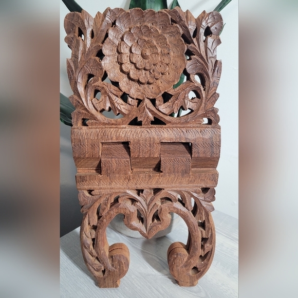 Vintage Other - Wooden Hand Carved Holy Book Rest Made In India